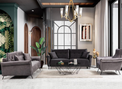 Modern sofa set set 3 pieces luxury armchair living room suite three seater sofas